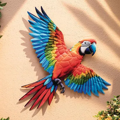 Produktbild von 3D Wanddeko "Papagei" aus Metall, bunt, 53x45 cm, Wandbild, Wandschmuck, Metallbild