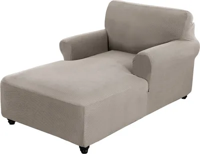 Produktbild von (C) Stretch-Liegebezug für Wohnzimmer, Chaiselongue-Bezug mit zwei Armlehnen, Chaiselongue-Bezug für Schlafzimmer, Chaiselongue aus weichem Jacquard-Stoff