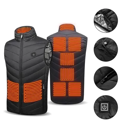 Produktbild von Beheizte Weste USB Wiederaufladbar 9 Heizzonen Warme Jacke Kleidung Einstellbare Temperatur für Körperwärmer im Winter für Herren Damen Outdoor XL