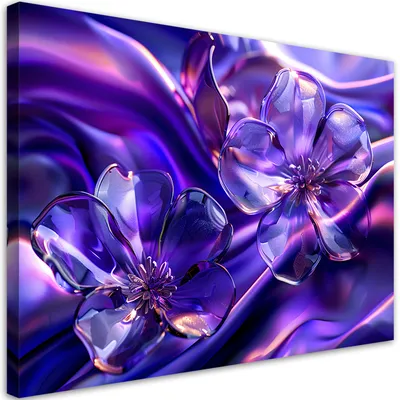 Produktbild von Leinwandbild Glasblumen violett 120x80 Feeby Violett bild für die wand bereit zum aufhängen