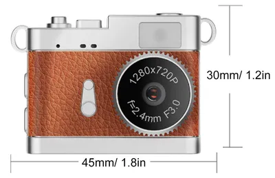 Zdjęcie produktu dla Miniaturowy aparat cyfrowy w formie breloczka do kluczy, rozdzielczość 1080p, styl retro w kieszonkowym formacie vintage, z ekranem o przekątnej 0,96 cala, kolor brązowy