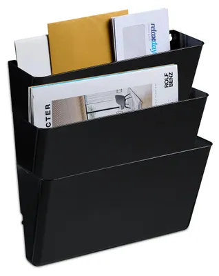 Zeitschriftenhalter Set 3er, Wandmontage, Kunststoff, schwarz, 19x33x10,5 cm