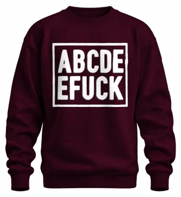 Imagen del producto de Sudadera o jersey con estampado "ABCDE EFUCK", diseño divertido y atrevido, ideal como regalo para adultos, color burdeos, talla 3XL