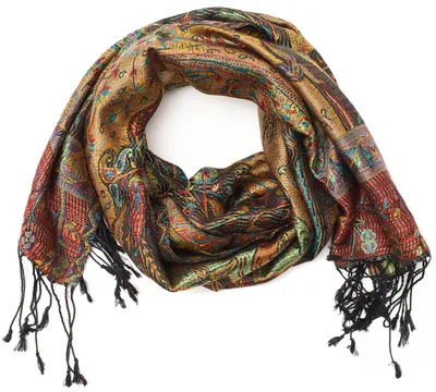 Produktbild von 100% Seiden-Pashmina-Schal mit Paisley-Muster, 160 x 35 cm