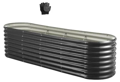 Obrázok produktu pre VEVOR vyvýšený kovový záhon, 240 x 60 x 56 cm, pozinkovaný vonkajší kvetináč s otvoreným dnom, vhodný na pestovanie zeleniny a kvetov, tmavosivý