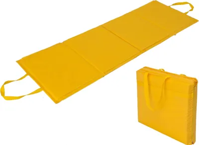 Produktbild von Mata plażowa PillowPrim, leżak 2w1, mata plażowa składana do torby, składana mata kempingowa 2w1 do użytku na zewnątrz, w parku, w ogrodzie, przenośna - żółta, 177x54cm