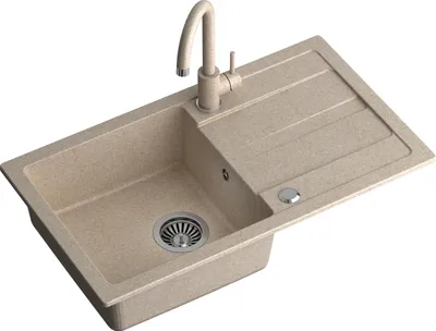 Produktbild von QUADRON Spülbecken Spüle Küche Granit | Größe 77 x 44 x 17,6 cm Beige | GO MAX Granitspüle Einzelbecken-Spüle | Einbauspüle mit Küchenarmatur | Einbeckenspüle Küchenspüle