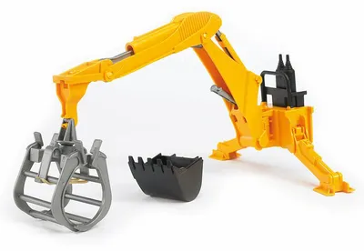 Produktbild von bruder 02338 - Zubehör Heckbagger mit Greifer & Schaufel - 1:16 Traktor Zubehör, Anhänger, Forstwirtschaft, Waldarbeit, Anbaumaschine, Bauernhof
