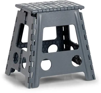 Produktbild von Klapphocker aus Kunststoff - Antrazit, belastbar bis 150 kg, ca. 38,5 x 31,5 x 39 cm