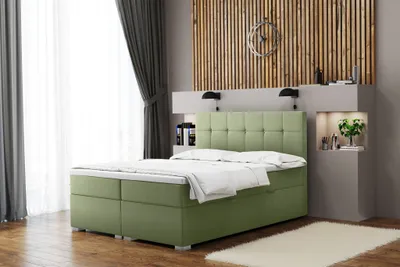 Produktbild von Boxspringbett Schlafzimmerbett ABELT 120x220cm in Stoff Matt Velvet Pistazie
