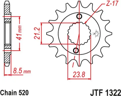 Produktbild von Jt Vorderes Ritzel 2071 13 Für Honda Xr 400 '96-'05, Trx 400 (207113Jt) (Kette 520)