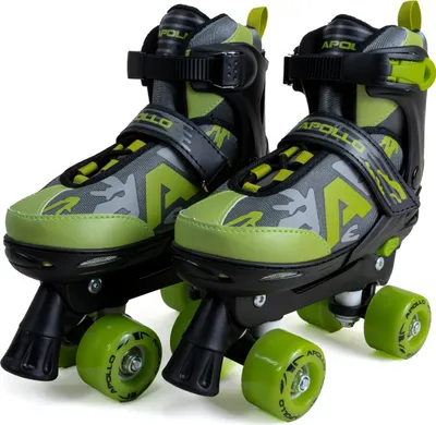 Produktbild von Apollo Champion Adjustable Quad Skate - verstellbare Rollschuhe mit LED Rädern für Kinder , Rollerskates für Jungen und Mädchen Größe S (31-34) - Grün