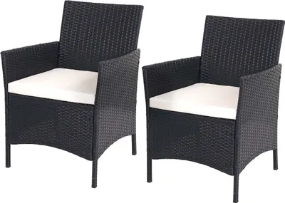 Obrázek produktu pro Set 2 zahradních židlí Halden, polyratan - antracit, krémové polštáře