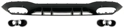 Produktbild von Heckstoßstangendiffusor für Mercedes A-Klasse V177 Limousine 2018+ Chrom Auspuff.