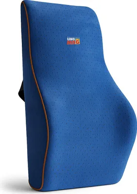 Obrázok produktu pre Kompletný bedrový vankúš do kancelárskej stoličky alebo auta, Linomag®, pamäťová pena, modrý, 45 x 38 x 12 cm
