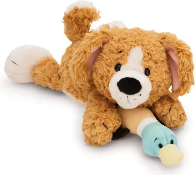Produktbild von NICI Kuscheltier Hund mit Ente 30cm - braun - Weiches Plüschtier – niedliches Stofftier zum Kuscheln & Spielen – tolle Geschenkidee für Kinder & Erwachsene - 62149