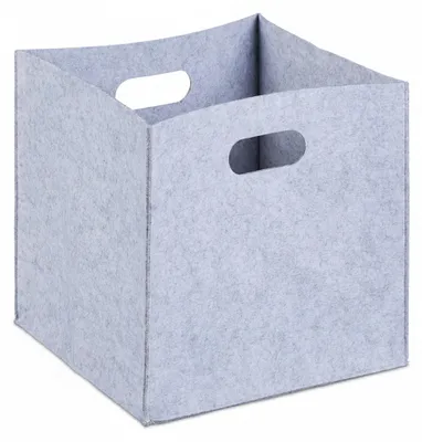 Produktbild von Relaxdays Quadratischer Filzkorb, H x B x T: 30 x 30 x 30 cm, faltbar, mit 2 Trageöffnungen, schicker Regalkorb, grau