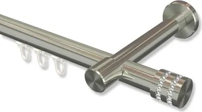 Produktbild von Interdeco Innenlaufstange, Gardinenstange mit Innenlauf Edelstahl-Optik Modell Prestige Estana, 20 mm Ø 1-läufig, 140 cm