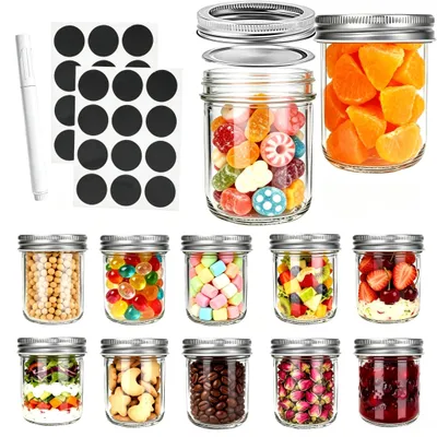 12er-Set Gläser 200 ml mit Schraubdeckel, Glas