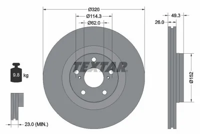 Obrázek produktu pro Brzdový kotouč TEXTAR Článek: 92195303