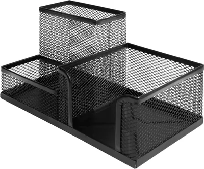 Produktbild von QUVIO Schreibtischorganizer aus Stahl - Mesh Organizer - Organisieren Sie Ihren Schreibtisch mit diesem kompletten Organizer - Schwarz