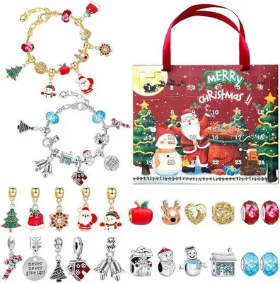 Immagine prodotto di Calendario dell'Avvento con 22 gioielli per bambine e figlie, 2 braccialetti, regalo per bambini dai 5 ai 10 anni