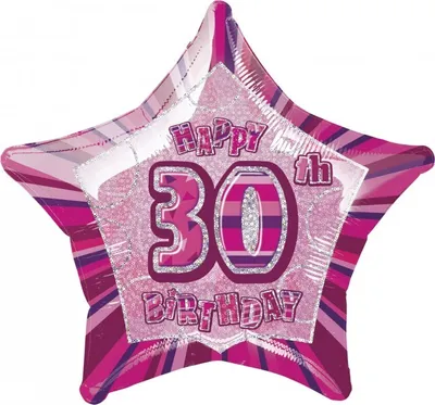 Produktbild von 30. Geburtstag Folienballon Stern pink