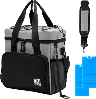 Produktbild von Brisby 4 Schicht isolierte Kühltasche - Mittagessen Tasche 15 Liter - Schwarz Grau
