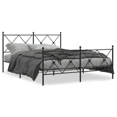 Zdjęcie produktu dla vidaXL Rama łóżka z wezgłowiem i podnóżkiem metalowa czarna 150x200 cm