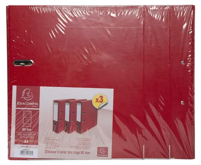 Zdjęcie produktu dla EXACOMPTA 918403SE Teczka PP EXACOMPTA Premium, A4, 80 mm, czerwona, opakowanie 3 szt
