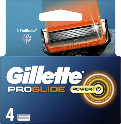 A product package for Gillette Fusion5 ProGlide Power razor blades.