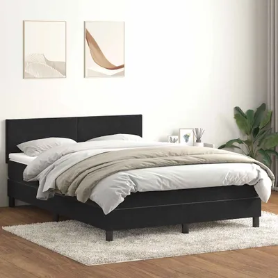 Zdjęcie produktu dla Maison Exclusive - Łóżko kontynentalne z materacem, czarne, 160x210 cm, aksamit