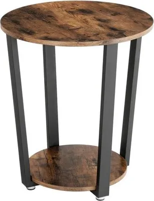 Zdjęcie produktu dla Stolik kawowy ALINRU, okrągły, stal, rustykalny, 50 cm