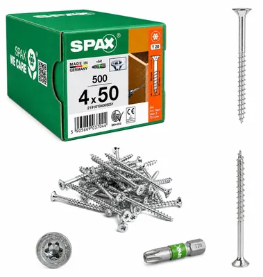 Immagine prodotto di Viti universali SPAX WIROX, per legno, a testa svasata, filettatura parziale, sistema T-STAR plus, 4x50 mm, confezione da 500 pezzi, inclusa punta, Immagine generata dall'IA