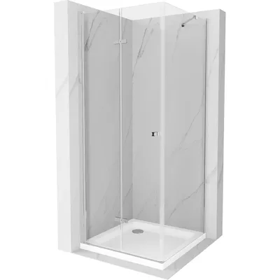 Obrázek produktu pro Mexen Lima skládací sprchový kout 100 x 100 cm, Průhledné, Chromovaná + sprchová vanička Flat - 856-100-100-01-00-4010