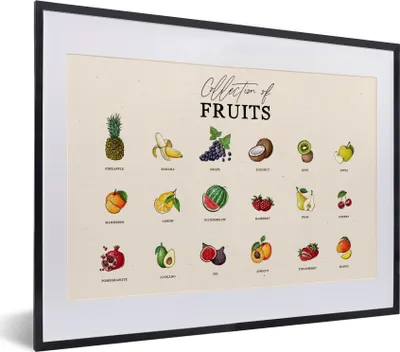Produktbild von MuchoWow® Gerahmtes Poster Obst - Küche - Lebensmittel 40x30 cm - Poster mit Schwarzem Bilderrahmen Wandposter Rahmen Foto Bilder - Bilderrahmen - Poster im Rahmen