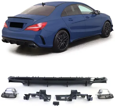 Productafbeelding van Achterbumper met diffuser + 4 uitlaatpijpen voor Mercedes-Benz CLA C117, modeljaren 2016-2019