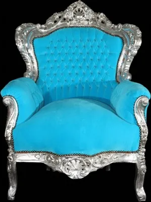 Produktbild von Casa Padrino Barock Sessel King Türkis/Silber Thron Tron Königstron