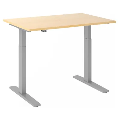 Immagine prodotto di Scrivania regolabile in altezza XMKA | 2 motori | 120-180 cm | elettrica | acero, colore telaio:argento, dimensioni piano tavolo:120 x 80 cm