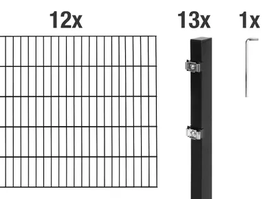 Immagine prodotto di Recinzione a doppia barra Alberts 628062, set completo da 26 elementi, nero opaco, altezza 100 cm, lunghezza 24 m