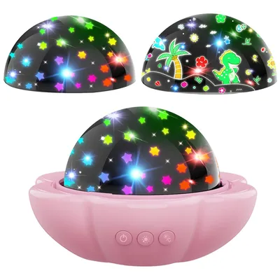Produktbild von Sternenhimmel Lampe Mädchen,Nachtlicht Projektor mit 2 Lampenschirmen, dimmbar projektor lampe, 360° drehbar, rosa