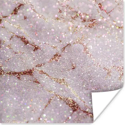 Produktbild von MuchoWow® Poster Marmor - Lila - Glitter 50x50 cm - Wohnzimmerdekoration
