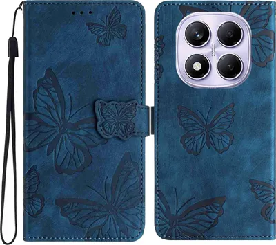 Produktbild von Xiaomi Redmi Note 15 Pro 5G Hülle - Coverup Schmetterlinge Klapphülle - Blau