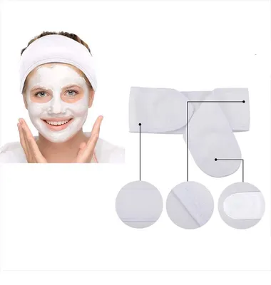 Produktbild von CHPN - Frottee-Haarband - Gesichtspflege - Kopf- und Make-up-Band - Klettverschluss - Kosmetikzubehör - Abschminken - 1 Stück - Weiß