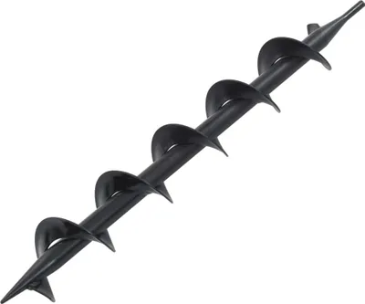 A black auger bit on a white background.