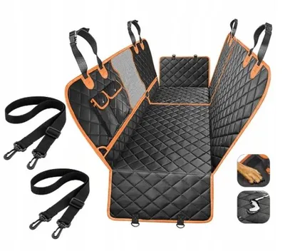 Zdjęcie produktu dla Koc samochodowy dla psów 4 w 1, 204 x 145 cm, wodoodporny, na tylną kanapę i do bagażnika, uniwersalny, czarny