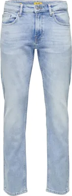 Image de Only & Sons Pantalon Jeans Weft Regular-Fit avec fermeture boutonnée cachée et fermeture éclair classique en stoned washed