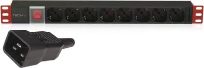 Immagine prodotto di Rack Power Strip 1U 8x Schuko/UNEL  cable C20 3m  16A