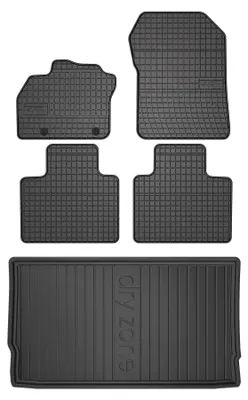Produktbild von Gummimatten + Kofferraumwanne für Renault Zoe 2013-2024 (Schrägheck, Standard-Kofferraum) – Schwarz, passgenau – Wielganizator SolidPRO