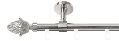 Produktbild von SN Deco Gardinenstange Innenlauf Nantes, 19 mm, 1-läufig, Stahl, Komplett-Set mit Ringen, Profildeckentrager, 180 cm, edelstahl optik